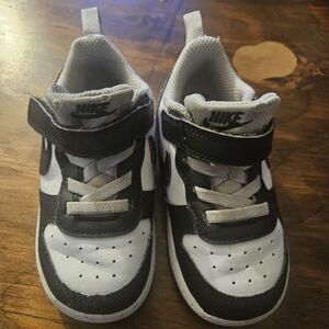 Nike Black and White Court Burrough. Velcro Straps.